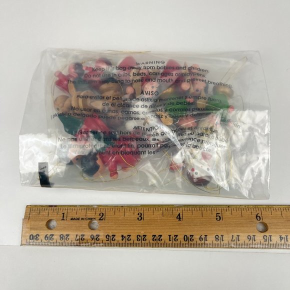 Vtg 50 Piece Hand Painted Small Wooden Christmas Ornaments Orig Box Taiwan READ - Picture 8 of 11